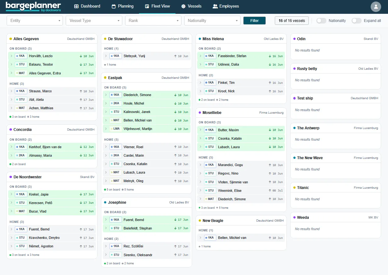Bargeplanner voor bevrachting